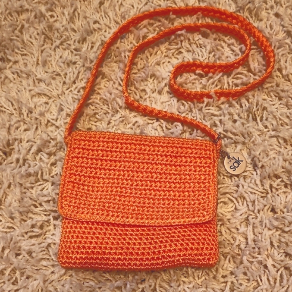 The Sak Vibrant Orange Crochet Crossbody Bag